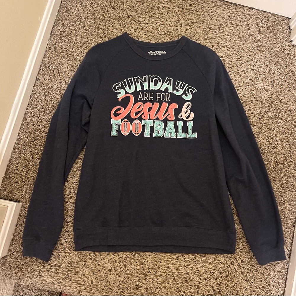 Sundays Are For Jesus and Football Sweatshirt Size Large